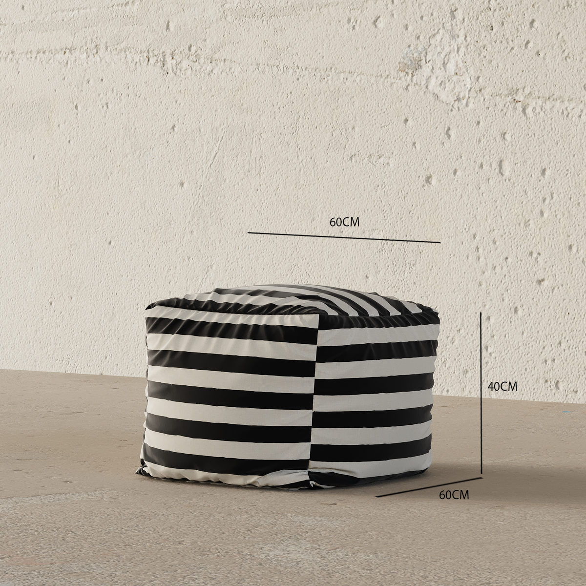 Zebra Pouf (Black)