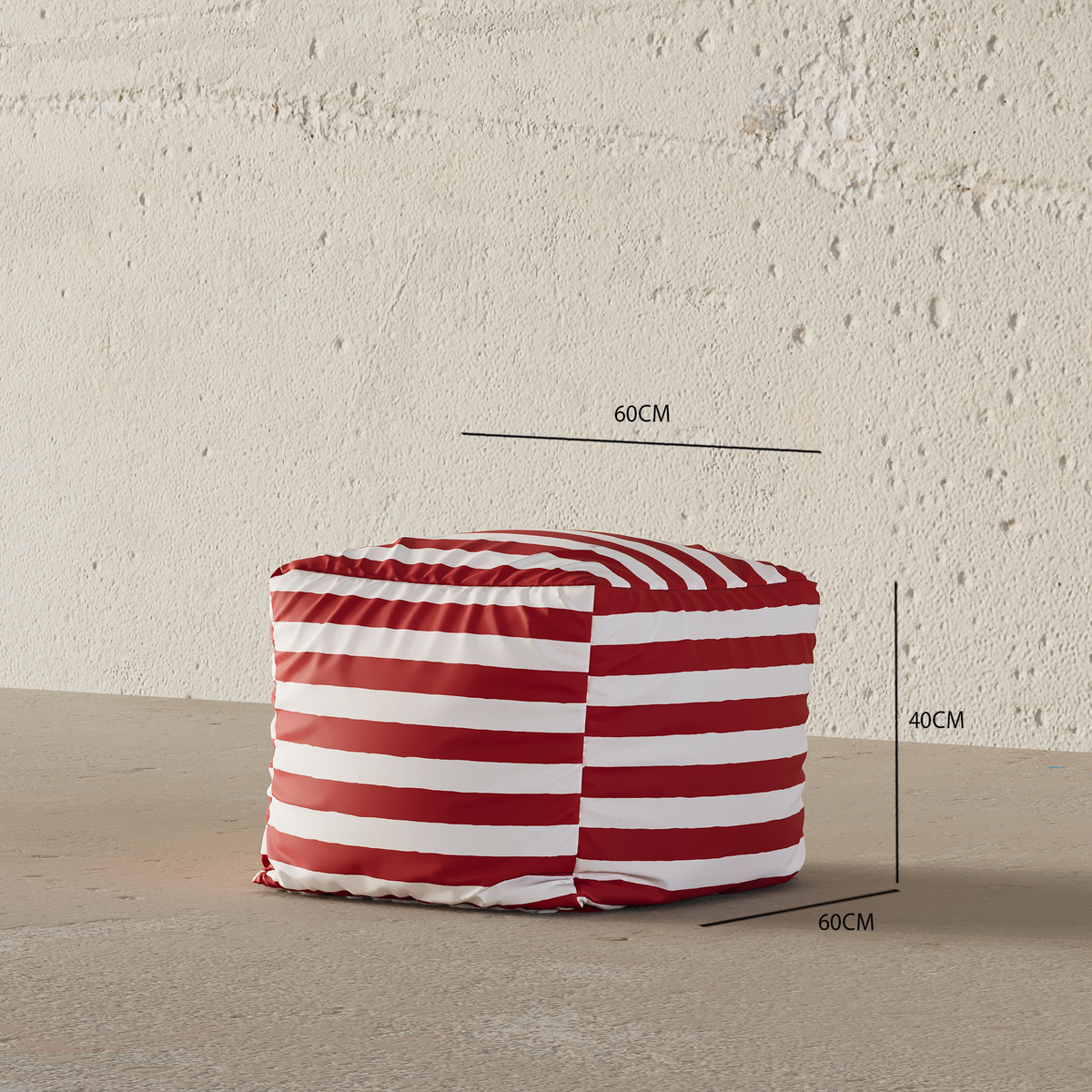 Zebra Pouf (Cozy Red)