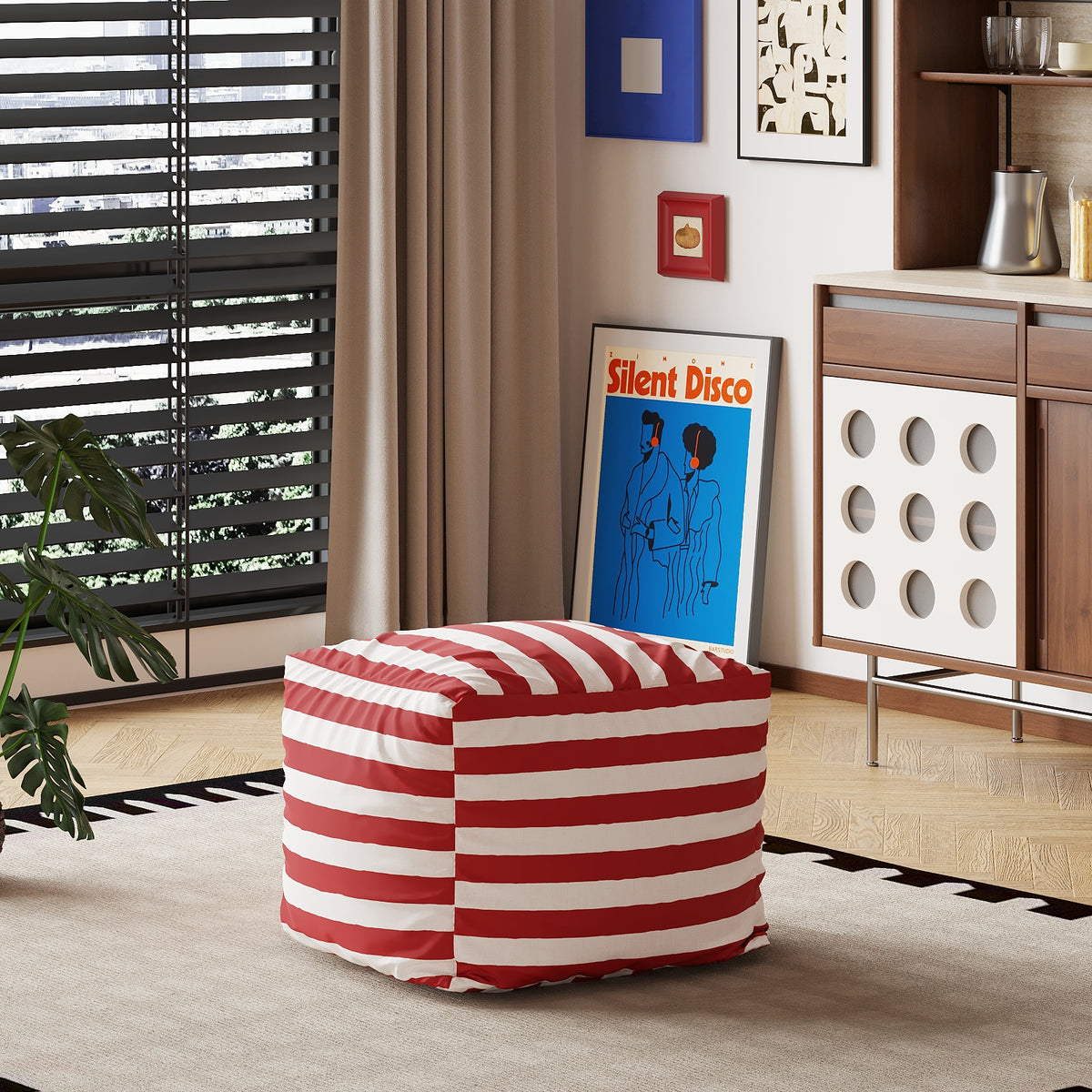 Zebra Pouf (Cozy Red)