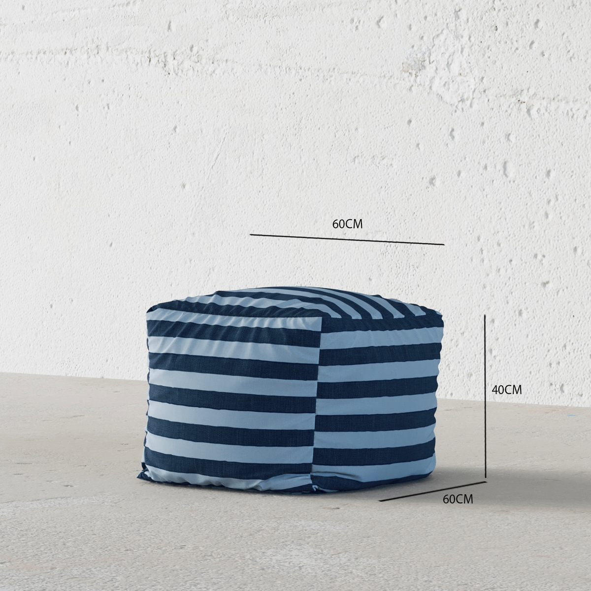 Zebra Pouf (Beach Blue)