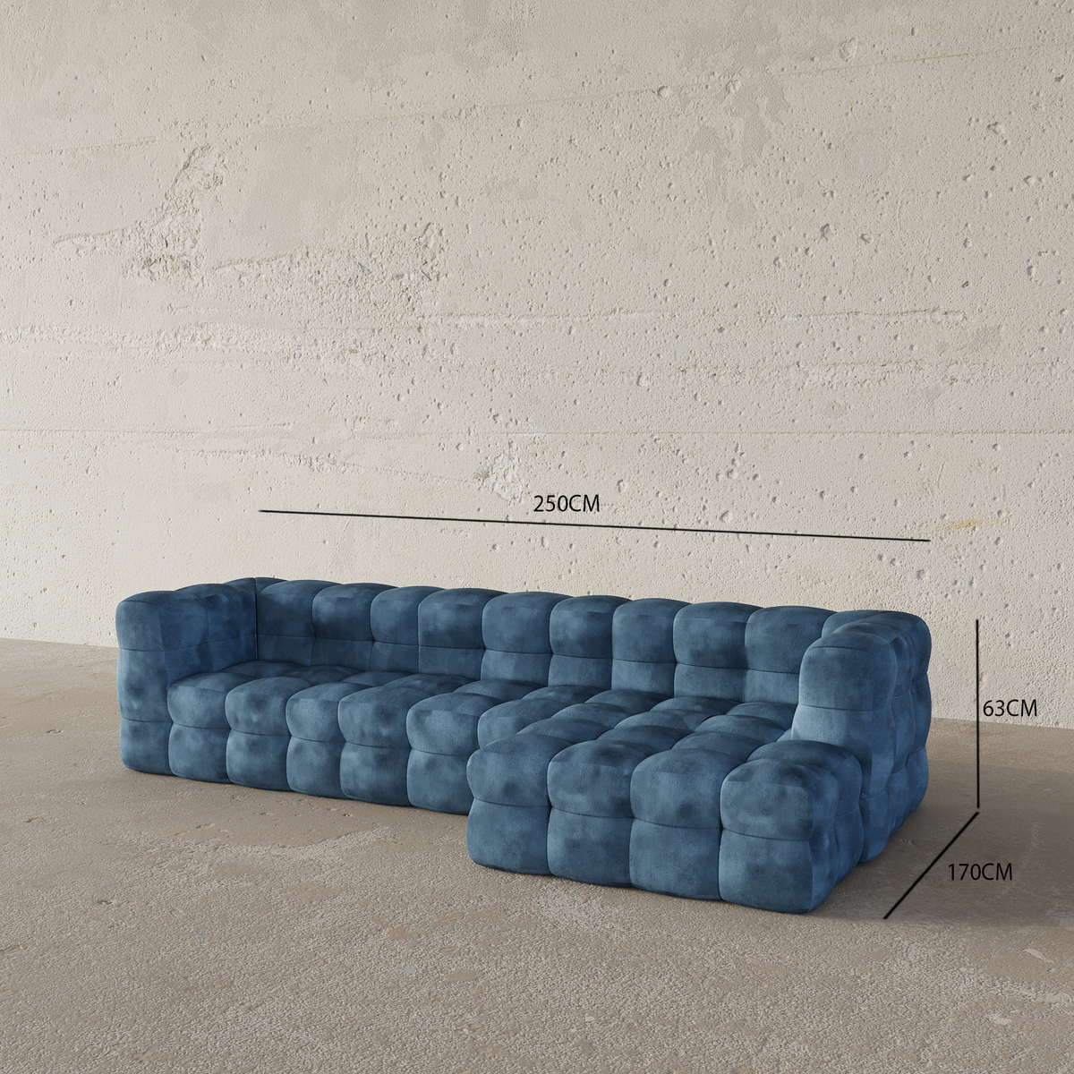 Veyron L-Shape Sofa / Cotton Velvet