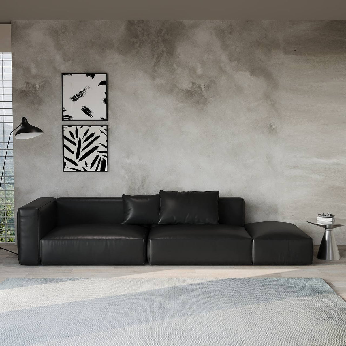 Santo Sofa 3S / Black Faux Leather