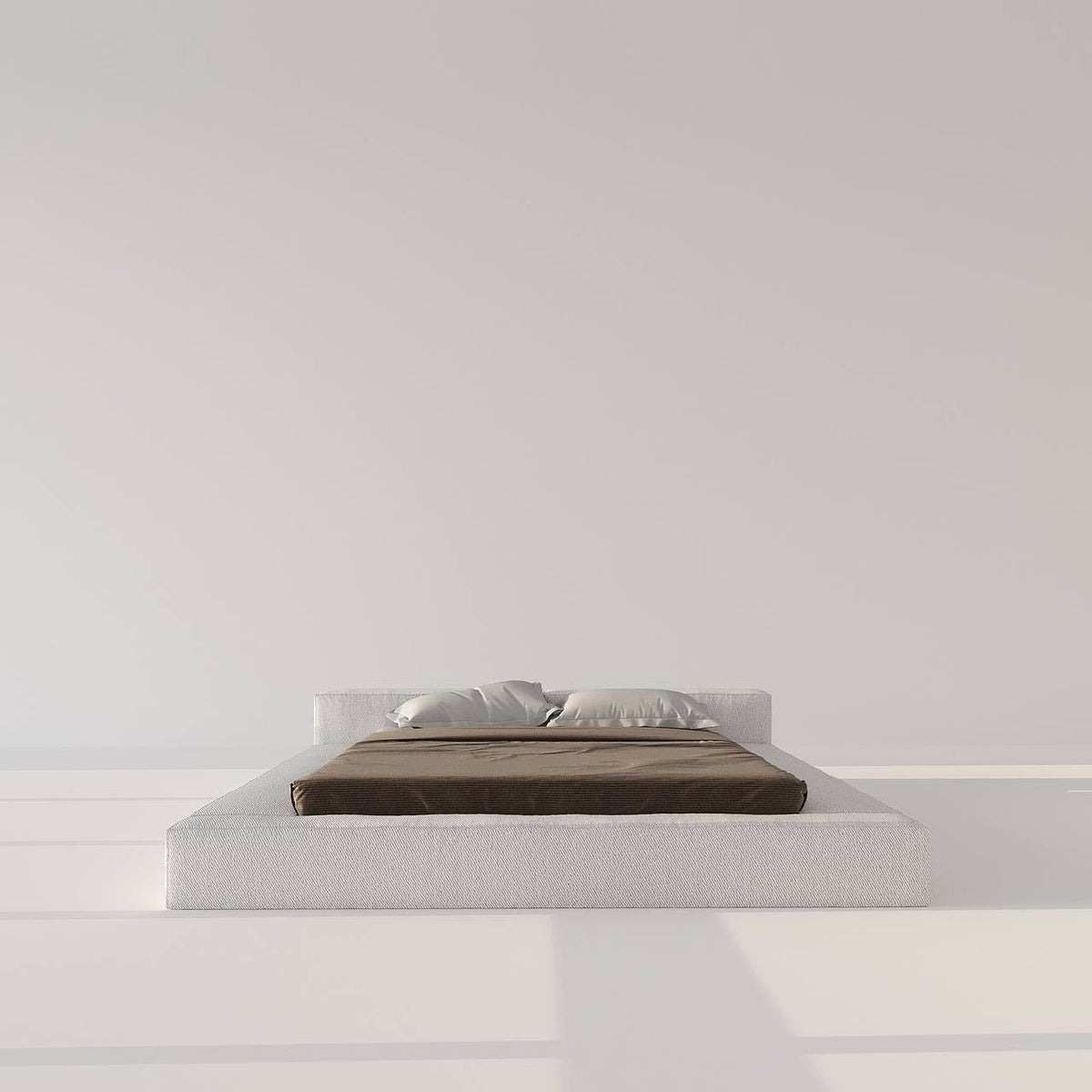 Carlin Platform Bed / White Cotton Blend