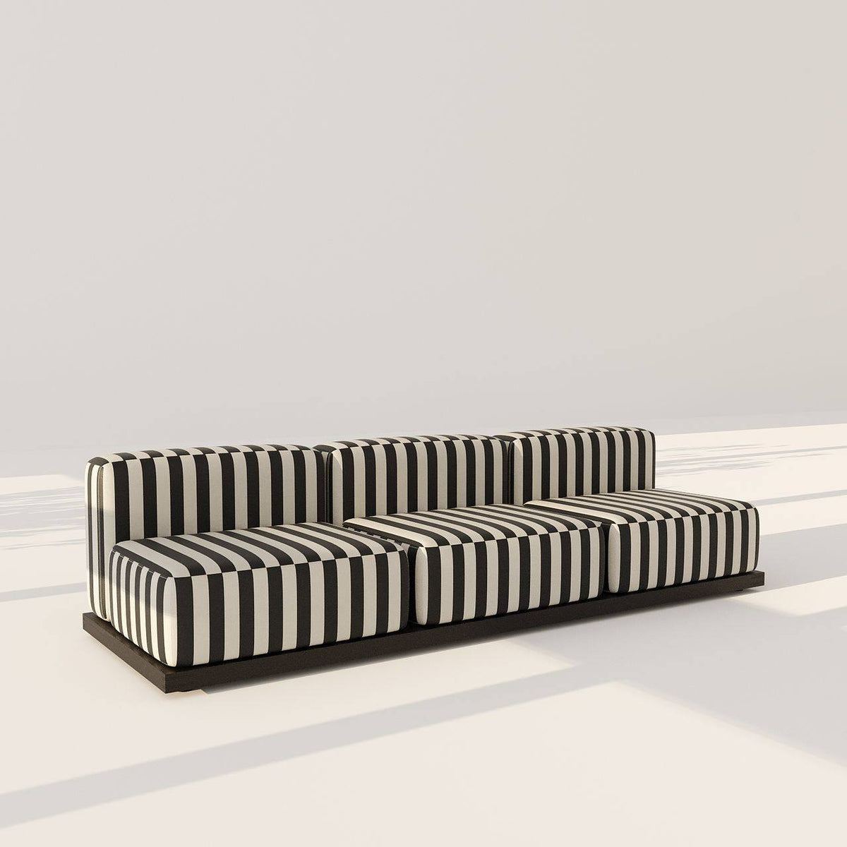 XO Sofa 3S / White & Black Satin