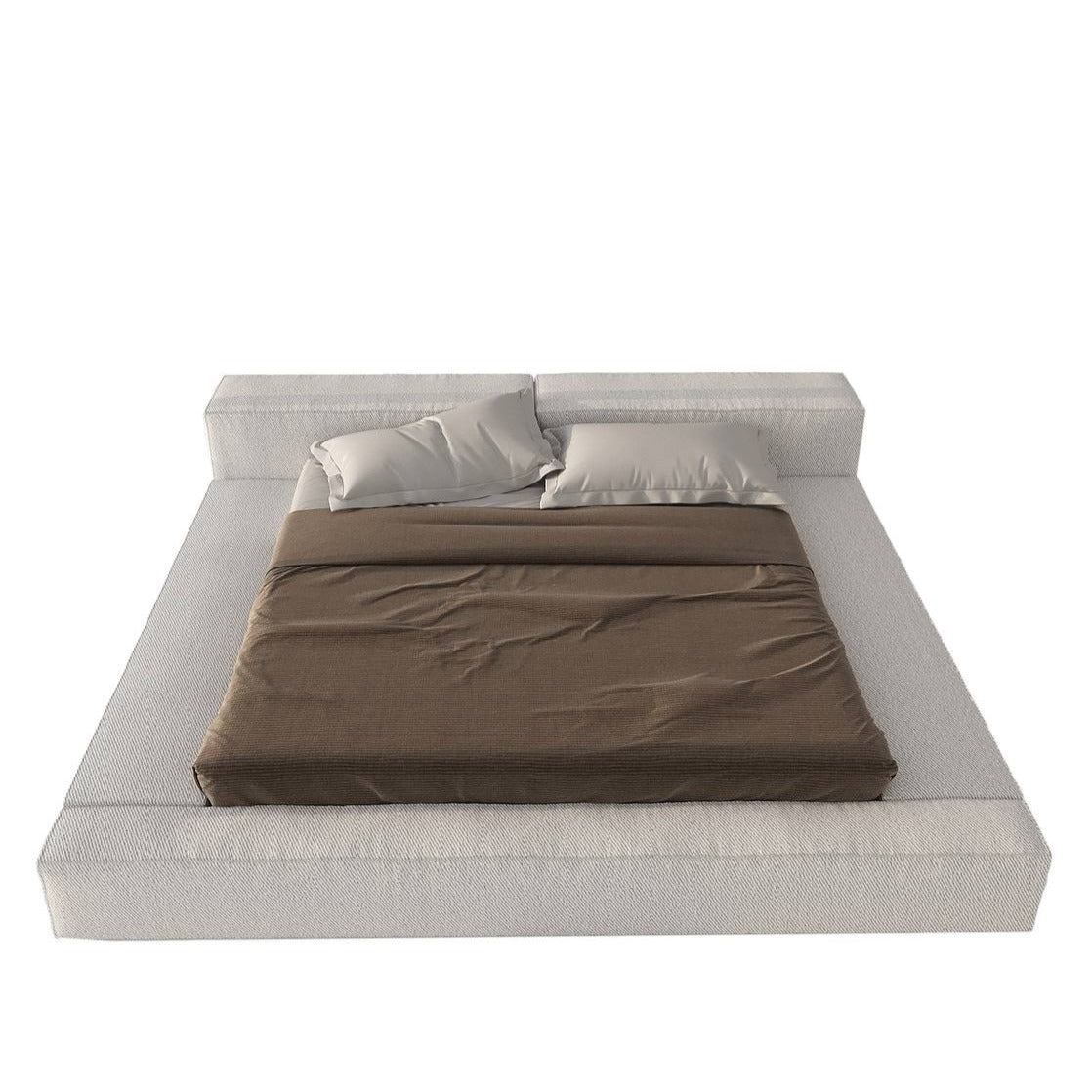 Carlin Platform Bed / White Cotton Blend