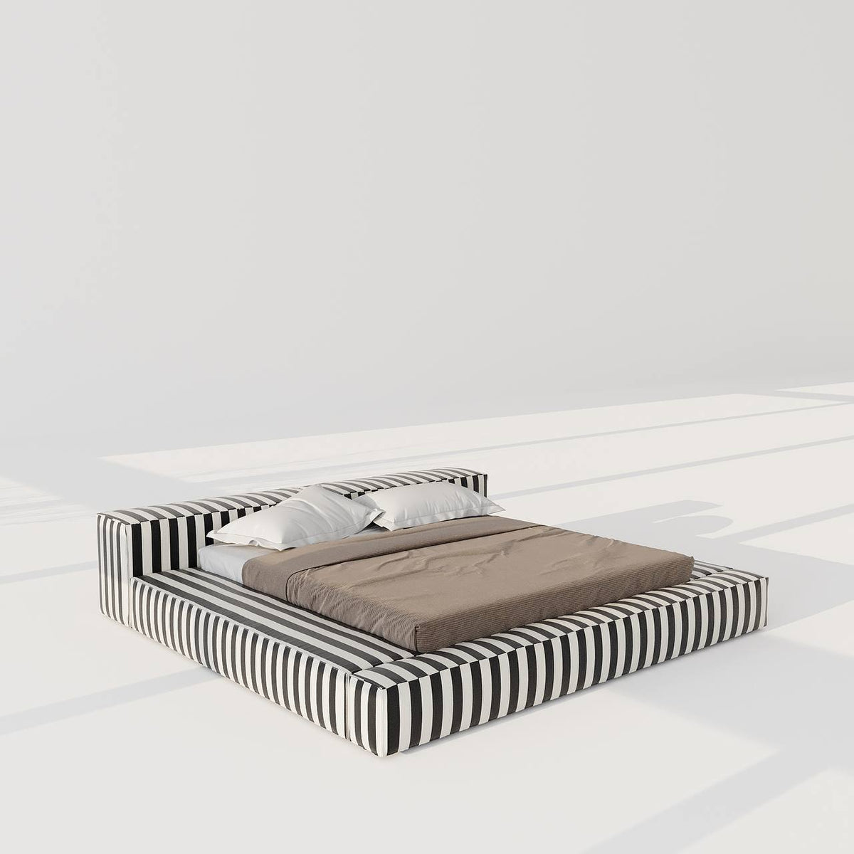XO Platform Bed / White & Black Satin