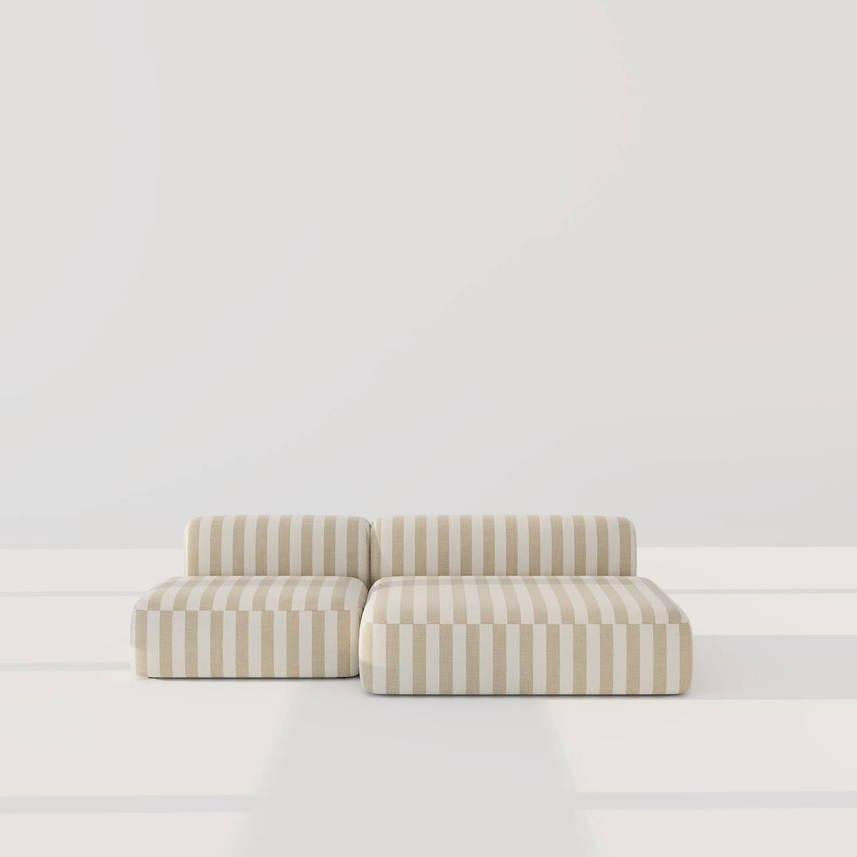 Aurelio Sofa 3S / White & Beige Satin