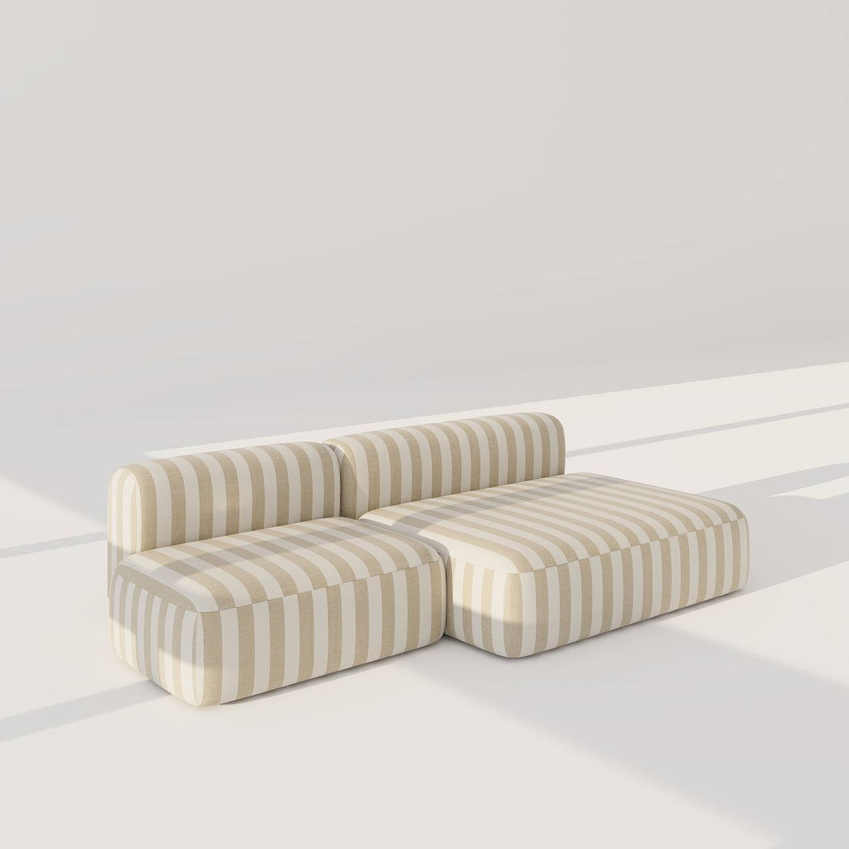 Aurelio Sofa 3S / White & Beige Satin