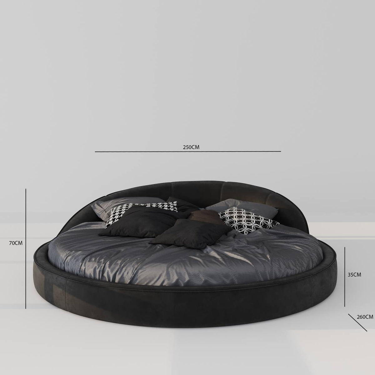 Vali Bed / Black Faux Leather