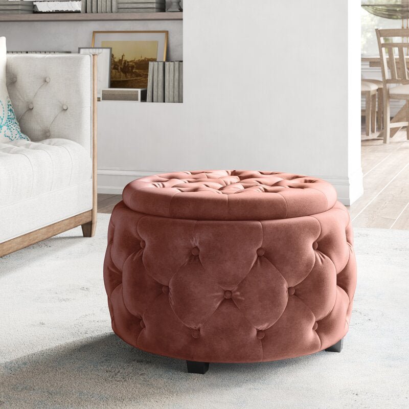 Round velvet storage deals ottoman