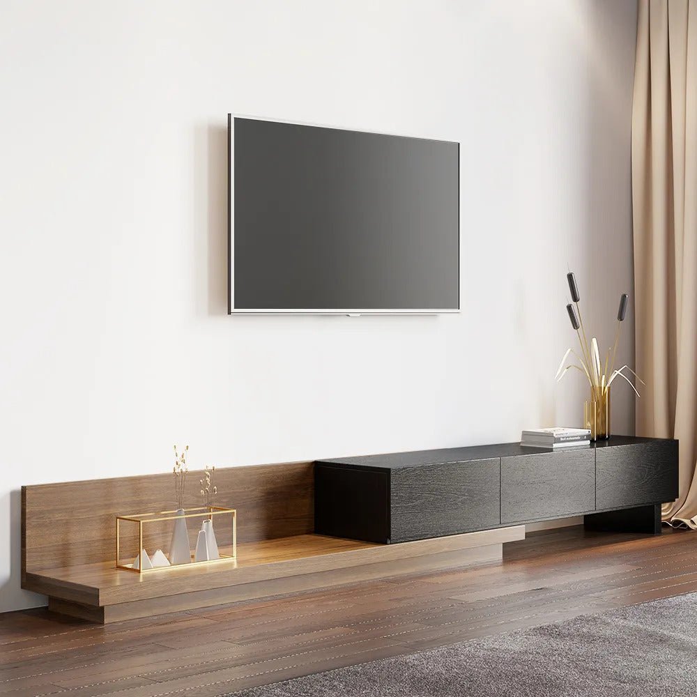 Walnut and deals black tv unit