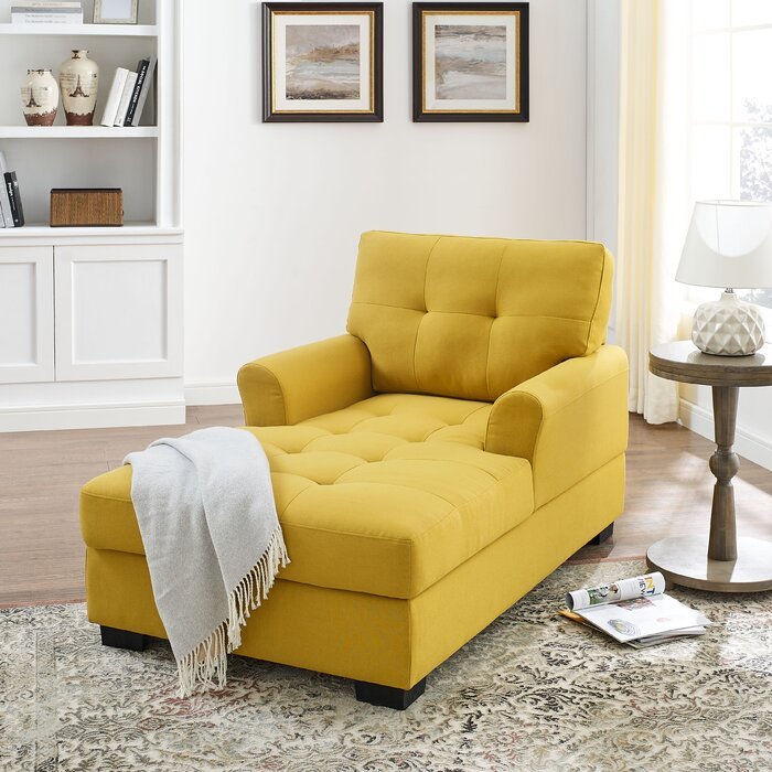 Yellow chaise store lounge chair